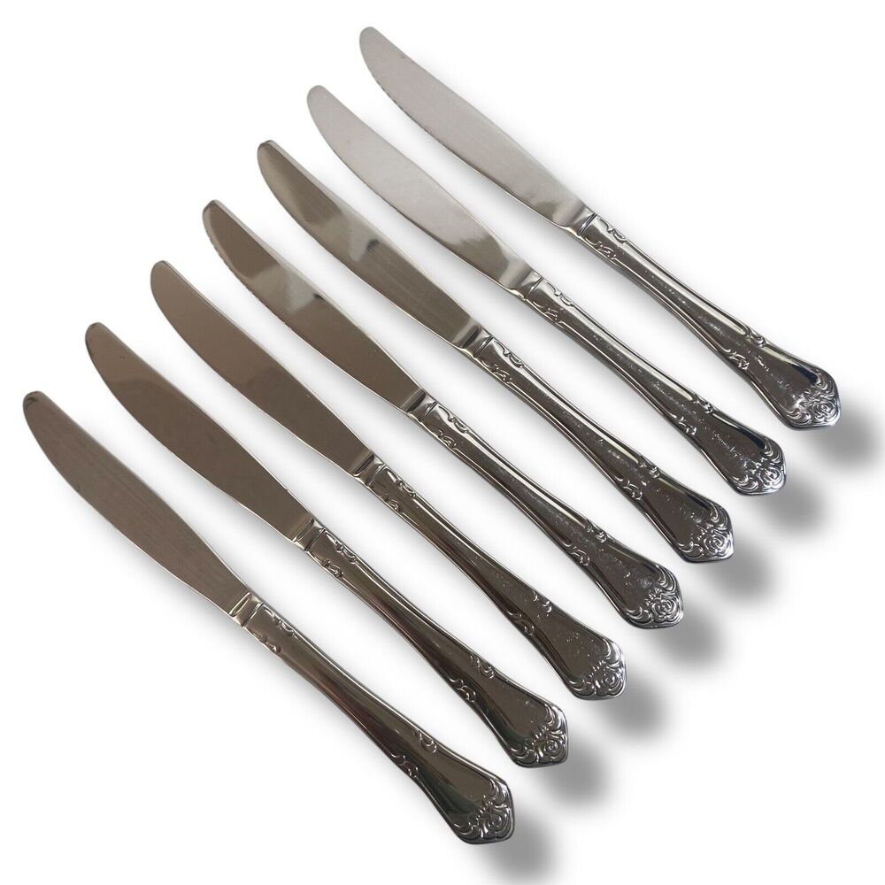 Oneida True Rose Pattern Dinner Knives Replacement 7 pc Stainless Steel